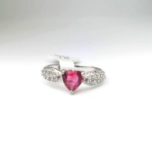 14k Real White Gold Plated Ring Silver Pink